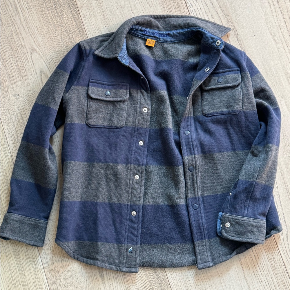 Boys Striped Navy and Charcoal snap up Shacket size 8